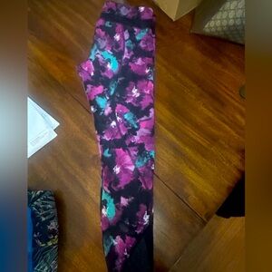 Lululemon leggings, EUC multi-color with primary black & purple.